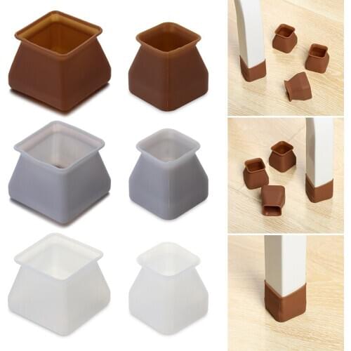 10pcs Floor Protectors Square Silicone Chair Leg Caps Table Cover Feet Pads Furniture Table Covers Socks Non-Slip Cups