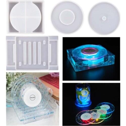 DIY Crystal Epoxy Resin Molds Luminous Coaster Cover Box Mirror Silicone Mold For Resin Home Decoration Gifts Handmade Materials
