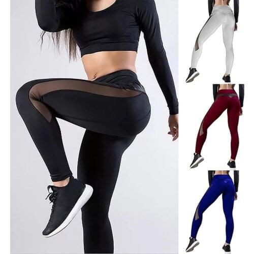 Women Sexy Leggings Mesh Pants Push Up Fitness Gym Leggins Running Leggins Seamless Workout Pants Femme High Waist Mujer 2021