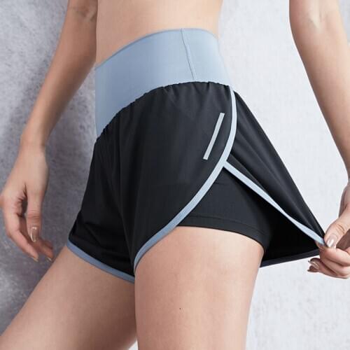 2020 Women Running Shorts High Waist 2 in 1 Shorts for Yoga Tennis Training Female Marathon Shorts with Liner