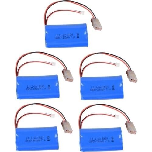 1-5PC 7.4v 1800mah li-po battery 2S 18650 for henglong 3818 3819 3838 3839 3869 3888 3889 3899 3898 3909 3918 3938 1:16 RC tank