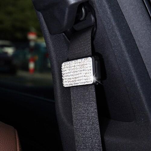 1PCS Car Seat Belt Adjuster Bling Crystal Rhinestones Seatbelt Clips Auto Shoulder Neck Strap Positioner Locking Clip for Women