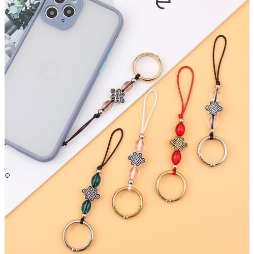 1PC Mobile Phone Lanyard Ring Buckle Short Pendant Rhinestone Hand-woven Pendant Crystal Creative Mobile Phone Anti-lost Rope
