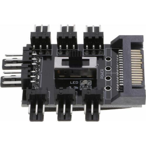 1PC Fan 1 to 8 Channel Hub 12V 3Pin Power Supply Splitter Adapter PC Fan with LED