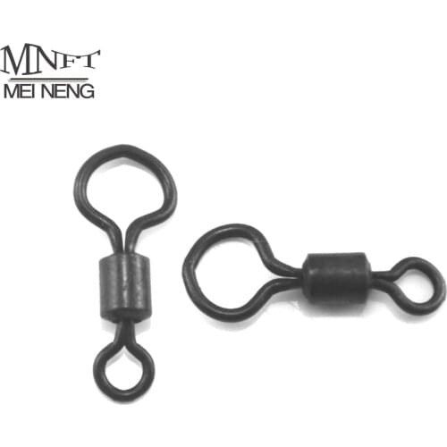 MNFT 20Pcs#4-L Carp Fishing Rolling Copper Swivel Reflective Matt Black Big Eye Solid Rings Swivel Fishing Accessories Connector
