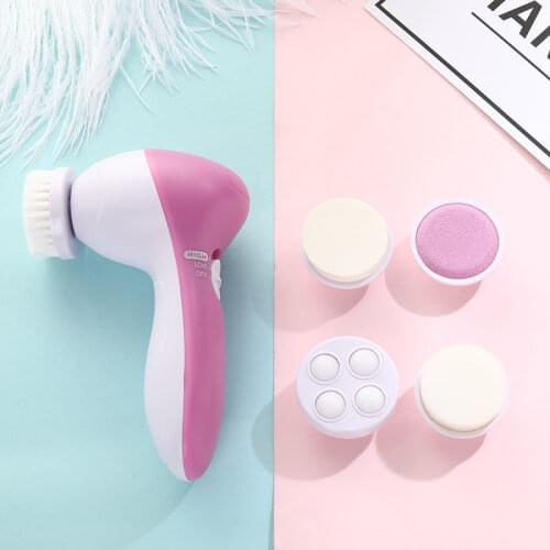 5 in 1 Electric Facial Cleanser Wash Face Cleaning Machine Skin Pore Cleaner Body Cleansing Massage Mini Beauty Massager Brush