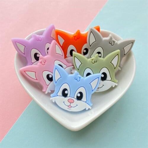 50/100pcs Baby Silicone Beads Cute Animal Fox Teether Pacifier Clip BPA Free Silicone Beads Chews for Children