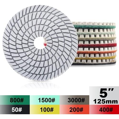 7pcs/set diamond 125mm wet polishing diamond polishing pads 5 inch for stone quartz counter-top