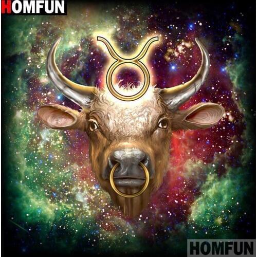 HOMFUN Full Square/Round Drill 5D DIY Diamond Painting "Cartoon Taurus" 3D Embroidery Cross Stitch 5D Home Decor A16068