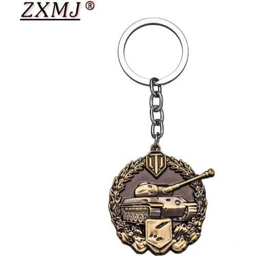 ZXMJ World of Tanks Keychain Keyring Hot Game WOT Metal Medal Gift Chaveiro Round Tank Pattern Pendant Jewelry For Men Fans