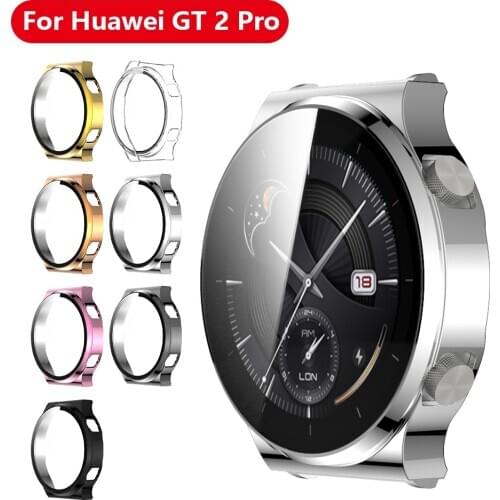 Watch Cover Case For Huawei Watch GT 2 Pro Plating PC Bumper With Tempered Glass Full Screen Protector Film For Huawei GT2 Pro