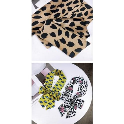 DHL 200pcs Women Casual Vintage Silk Feel Satin Square Scarf Head Neck Retro Bow Hair Tie Band Bandanas