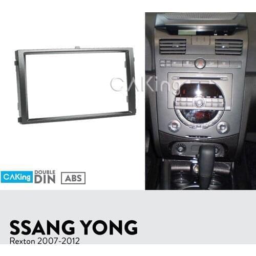Double Din Car Fascia Radio Panel for SSANGYONG Rexton 2007-2012 Dash Kit Install Facia Plate Cover Conosle Bezel Adapter Trim