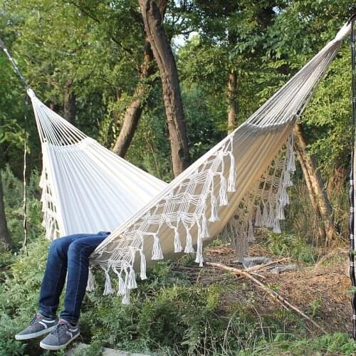 2 Person Maximum 200kg Hammock Large Macrame Fringe Double Hammock Swing Net Chair Out/Indoor Hanging Hammock Swings