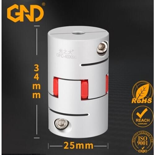 GFC D25L34 series1PCS Flexible plum clamp coupler D20 L30 shaft size CNC Jaw shaft coupling 8/10/12/14/16mm D25L34