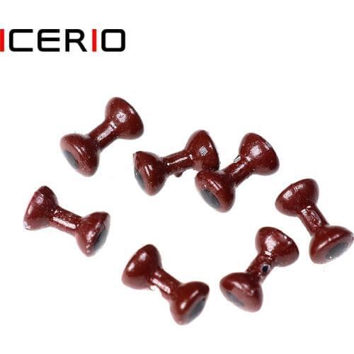 ICERIO 10pcs Red Painted Lead Eyes Fly Tying Beads Dumbbell Tying Hook Material