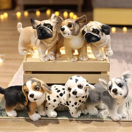 Imitation Animal Dog Toy Soft Stuffed Animal Pug Bulldog Spotted Dog Bulldog Lifelike Home Decor Gifts for Children