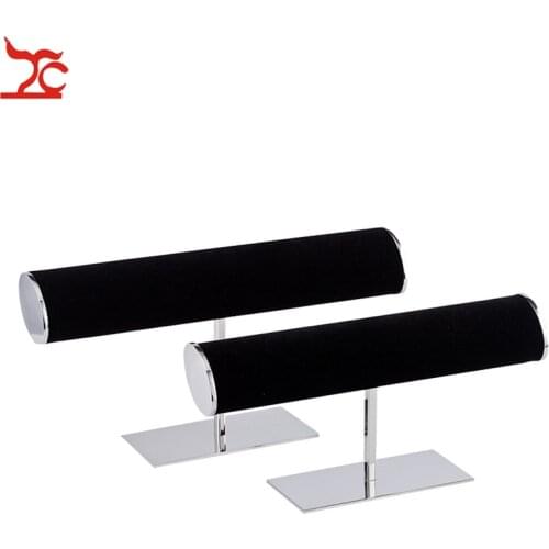 Quality Metal T Bar Watch Jewelry Display Stand Bracelet Necklace Display Rack Black Silver Jewellery Counter Showcase Stand
