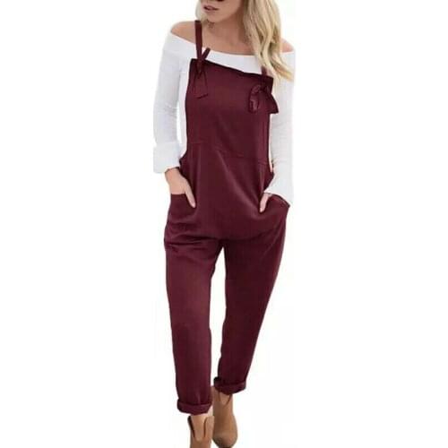 Women Overalls Fashion Jumpsuits Harem Pants Button Overalls Casual Long Pantalon Palazzo Female Rompers Solid Woman Jumpsuit