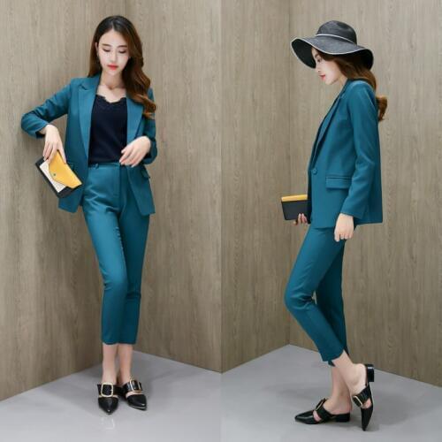Business Suits Women Pencil Pant Suits 2 Piece Sets Black Blazer+Pencil Pant Office Lady Jacket Female Sets Two-piece Work Set