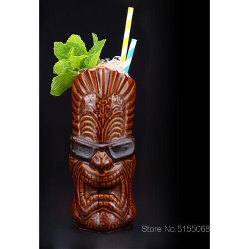 Cool Rock And Roll Gangster Tiki Mug Ceramic Special Drink Hawaiian Cocktail Party Glass Sinister Reactionary Gang Mix Wine Cups