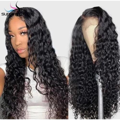 Curly Full Lace Human Hair Wigs Pre Plucked Remy Hair With Baby Hair