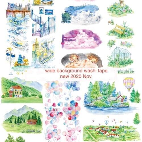 9 Designs Hot Air Ballon Landscape Mountain Hut Forest Stickers Masking Washi Tape