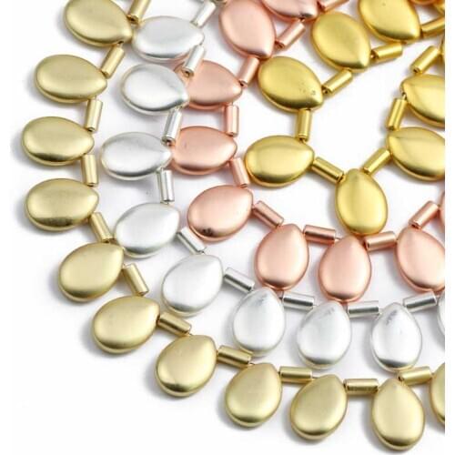 Matte Gold Water Drop Shape Hematite Natural Stone 13x18mm 5pcs Spacers Loose Beads For Jewelry Making Diy Pendants Accessories