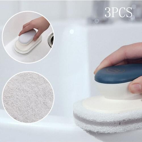 3PCS Sponge Countertop Brush with Handle Multifunctional Kitchen Bathroom Cleaning Brush Baiji Cloth for Washing Dishes and Pans