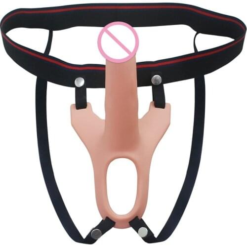 Men 's Silicone Wear Simulation Penis Couple Sexy Auxiliary Lengthened Skin-Friendly Adult Supplies