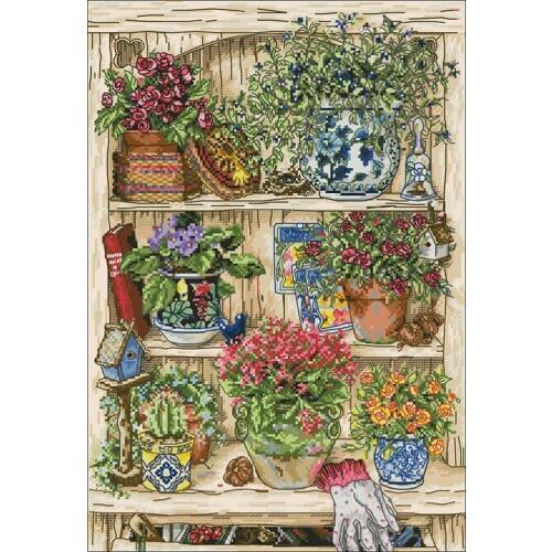 Cross stitch kits genuine long-staple cotton from Egypt with needle- kit Anchor PCE745 garden shelf