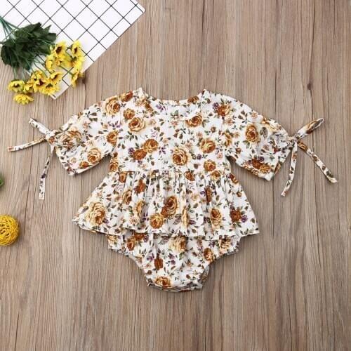 2020 New Baby Summer Clothing Newborn Infant Baby Girl Floral Print Bodysuit Short Sleeve Jumpsuit Outfits Strap Sunsuit Clothes