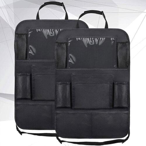 New Auto Back Seat Organizer with Screen Tablet Holder Car Backseat Protector Kick Mats Travel Storage Bag Back Protectors