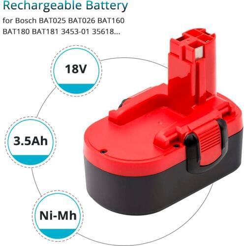 3.5Ah Ni-mh Rechargeable Battery for Bosch 18V BAT025 BAT026 BAT160 BAT180 BAT181 BAT189 BAT299 PSB 18 V GLI 18V 2607335266