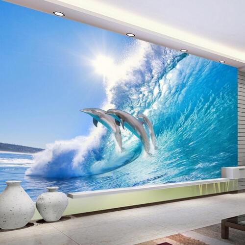 Custom 3D Photo Wallpaper Ocean World Dolphin TV Background Wall Decorations Living Room Bedroom Home Decor Wall Mural Wallpaper