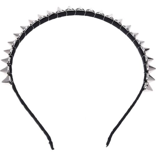 Silver Metal Stud Rivet Spike Headband Hair Head Band Aliceband Punk Girl