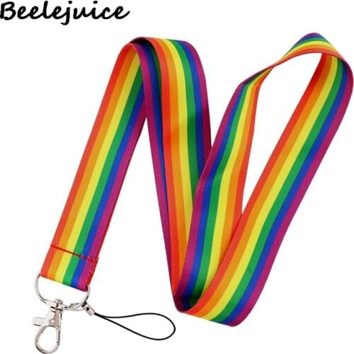 Simplicity Rainbow Homosexuality Lanyard Badge ID Mobile Phone Rope Key Lanyard Neck Straps Accessories webbings ribbons Gifts