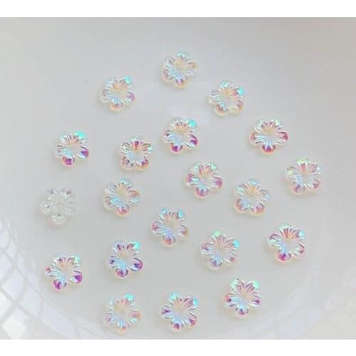 30PCS 7.5MM Transparent 1 hole AB crystal flower for jewelry making necklace bracelet nail DIY accessories decoration supplies