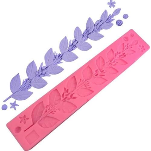 Silicone Fondant Cake Mold Jasmine Leaves Rattan Flower Vine Borders Foliage Sugar Craft Decorating Chocolate Mould Baking Tools