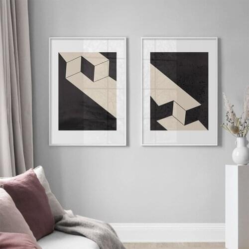 Modern Geometric Abstract Painting Industrial Style Canvas Poster Print Wall Art Minimalist Pictures Home Decor for Living Room