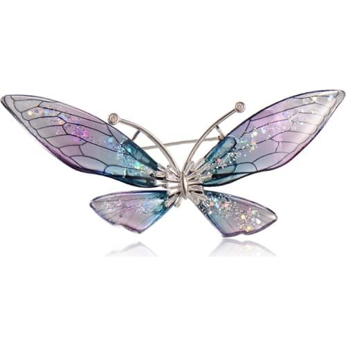 Madrry Fashion Shiny Purple Butterfly Brooches Suit Bag Scarf Hat Corsage Pins Jewelry for Women Girls Wedding Accessories Gifts