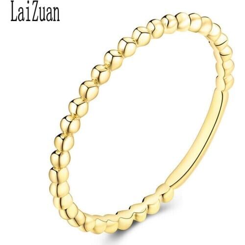 LaiZuan Solid 14k Yellow Gold Band Matching Eternal Ring For Women Engagement Wedding Unique Fine Jewelry Ring Gift