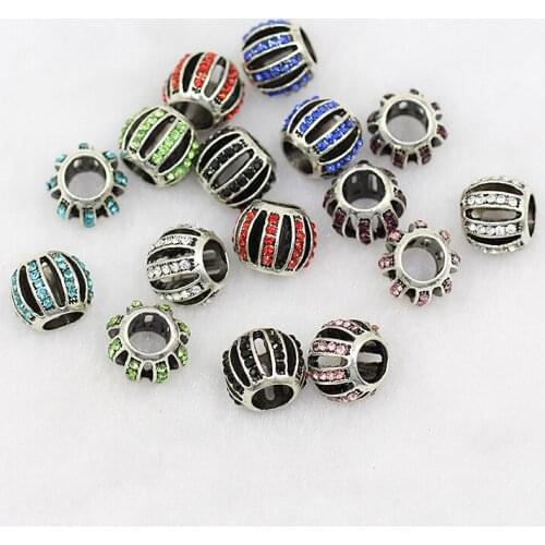 10*12MM Tibetan silver alloy hole drill 3MM point lantern pumpkin Beads silver beads DIY retro jewelry accessories