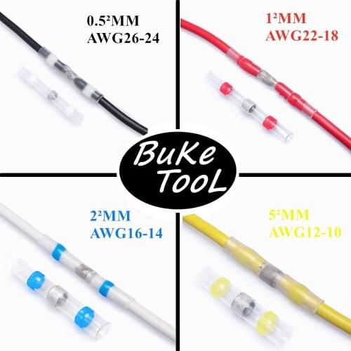 10/50/100PCS Wire Connector Waterproof Solder Seal Sleeve Terminals Heat Shrink Electrical Wire Butt Splice Kit Assortment