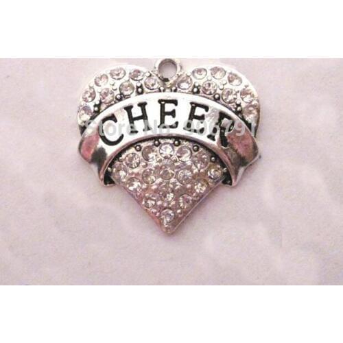 10pcs a lot rhodium plated Cheer with sparkling crystals Heart Pendant(A120765-3)
