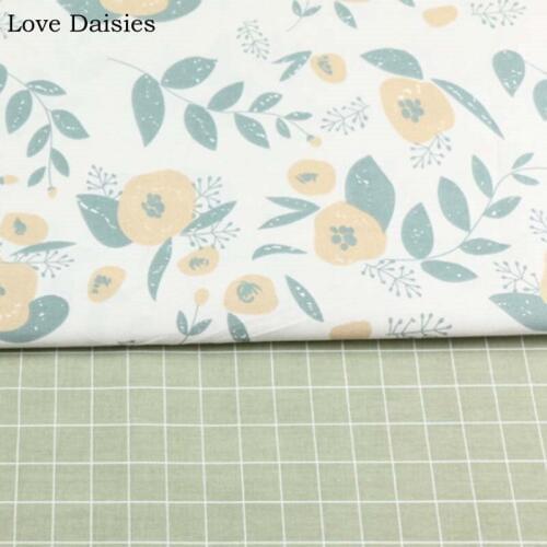 100% Cotton Width 235cm Brown Fruit Green Leave Lattice Check Twill Fabric for DIY Bedding Apparel Dress Handwork Curtain Pillow