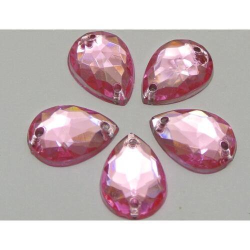 200pcs Pink Acrylic Teardrop Flatback Sewing Rhinestone Button Sew on beads Decorative Accessories
