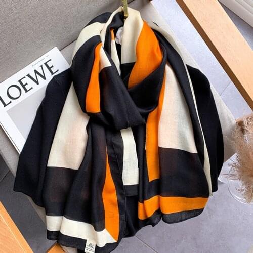 2021 Fashion Geometry Print Scarf Shawls Long Head Wrap Hijab Scarves 2 Color Free Shipping