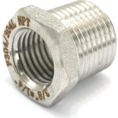 3/8" NPT x 1/4" NPT Female 304 Stainless Steel Reducing Bush Forged Pipe Fitting 3000 PSI Water Gas Oil