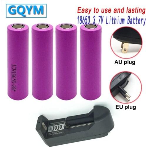 4pcs 18650 2600mAh Batteriy + Single Slot Charger for 18650 Li-ion 3.7V Rechargeable Batteries